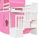 preview thumbnail 15 of 34, Twin Size Loft Bed with Storage Stairs, Tent & Tower, Solid Wood Castle-Inspired Kids Loft Bed Frame with Slide, Fence & Window