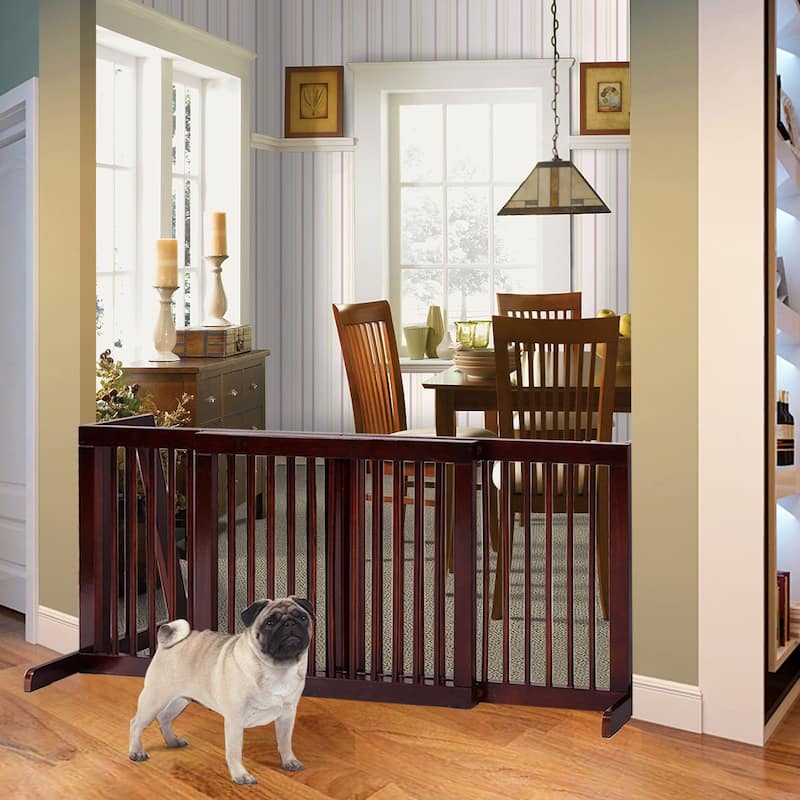Folding Adjustable Free Standing 3 Panel Wood Fence - 80" x 22" x 0.8"