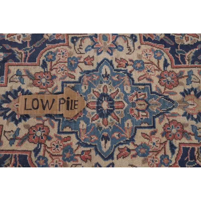 Traditional Kashan Large Persian Vintage Rug Hand-Knotted Wool Carpet - 10'2"x 14'0"
