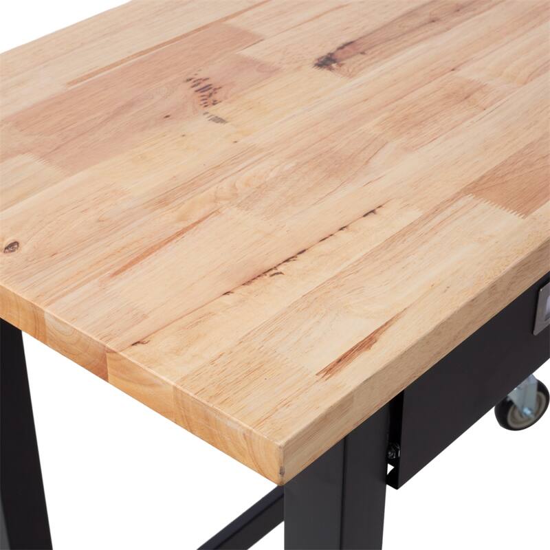 48" Wood Workbench with Drawer Storage and Wheels