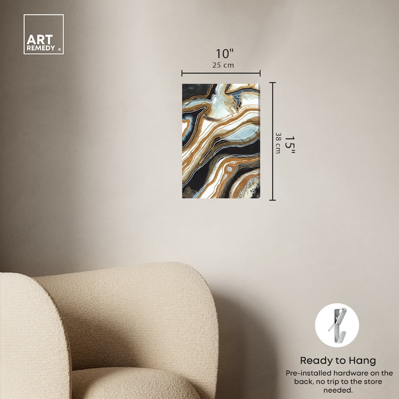 Art Remedy Black And Gold I Gallery Wrapped Mineral, Agate & Geode 1 Piece Canvas Wall Art