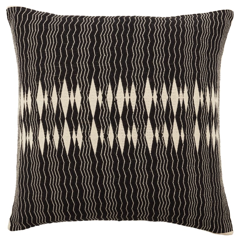 Yuna Black/ Ivory Tribal Pillow - 18"X18" Cover Only