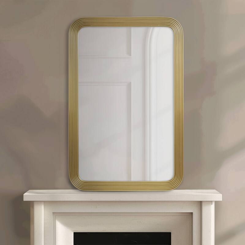Rounded Rectangle Fluted Wall Mirror Gold See below