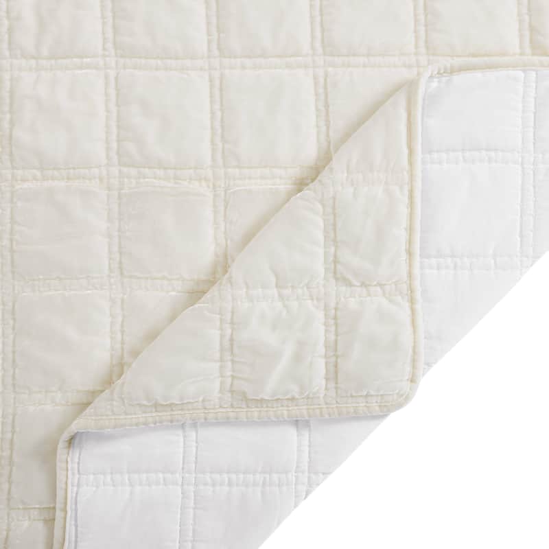 HiEnd Accents Stella Faux Silk Velvet Double Box Stitch Modern Rustic 3 Piece Quilt Set