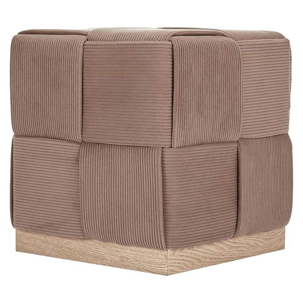 Esme Checker Weave Corduroy Accent Stool with Soft Fabric
