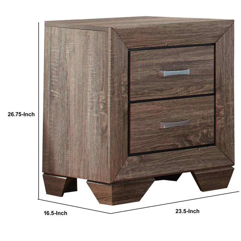 Brown 2 Drawer 23.5 in. W Nightstand with Sturdy Hardware and Ample Storage