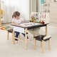 preview thumbnail 6 of 4, Wooden Kids Art Table & Chairs Set with Paper Roll Storage Shelf Bins