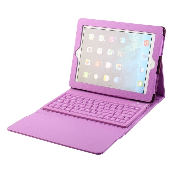 Wireless bluetooth Folding Keyboard Case Cover Purple for iPad 2/3/4