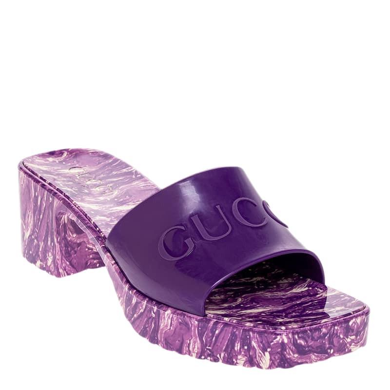 Gucci Slide Sandal with Gucci Logo - 36 - Purple