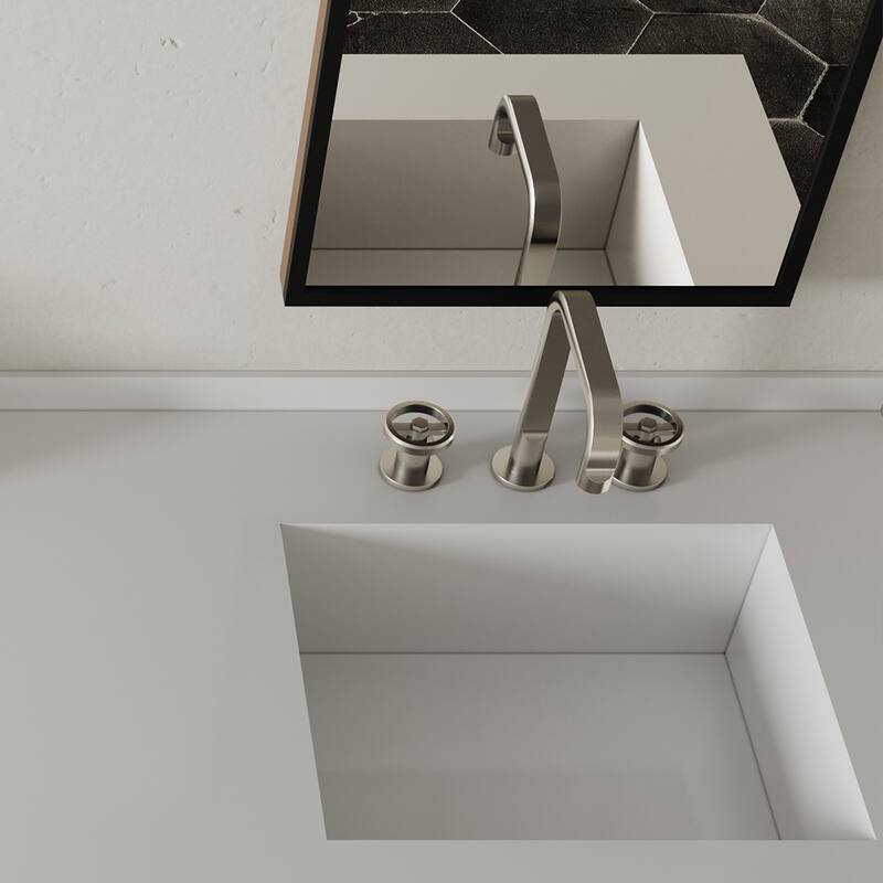 Widespread Bathroom Faucet with Industrial Round Handles Pop-Up Drain