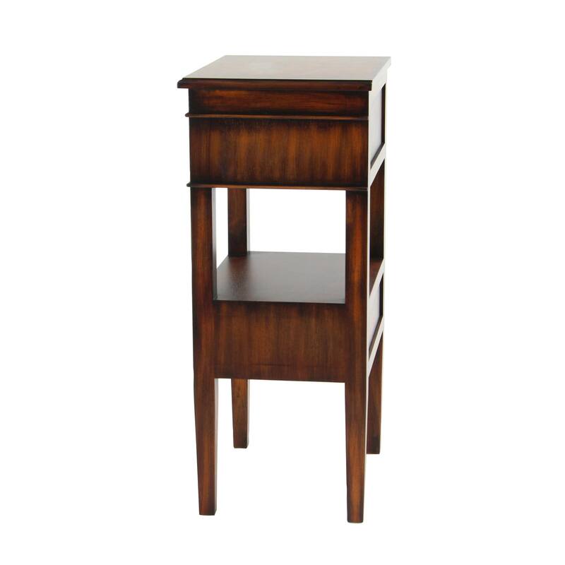 Wood 2 Drawers and 1 Shelf Accent Table - Brown, Light Brown or White - Roche River Decor