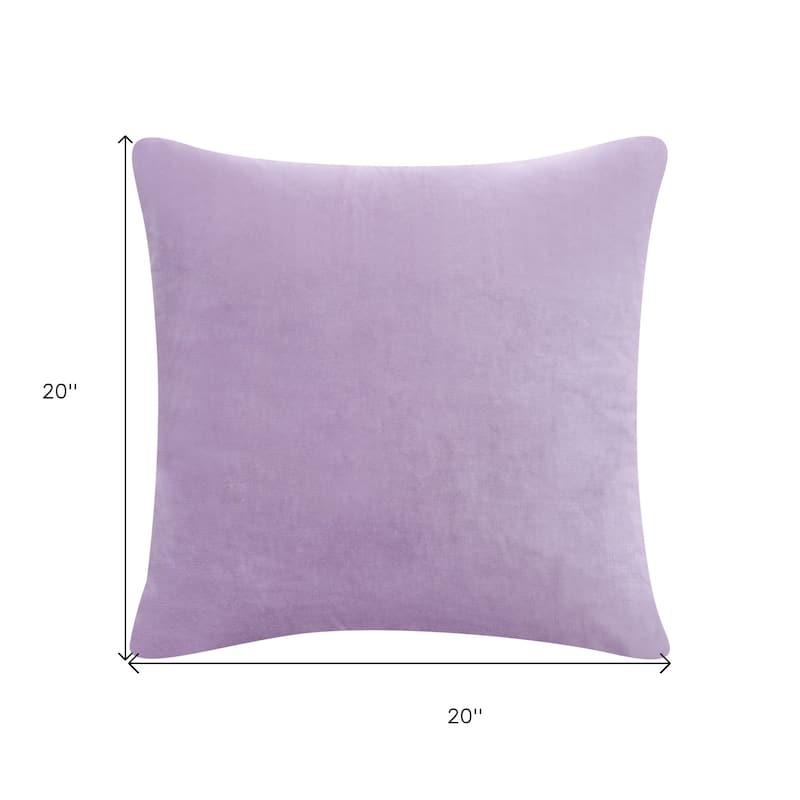 HomeRoots 20" X 20" Purple 100% Cotton Zippered Pillow