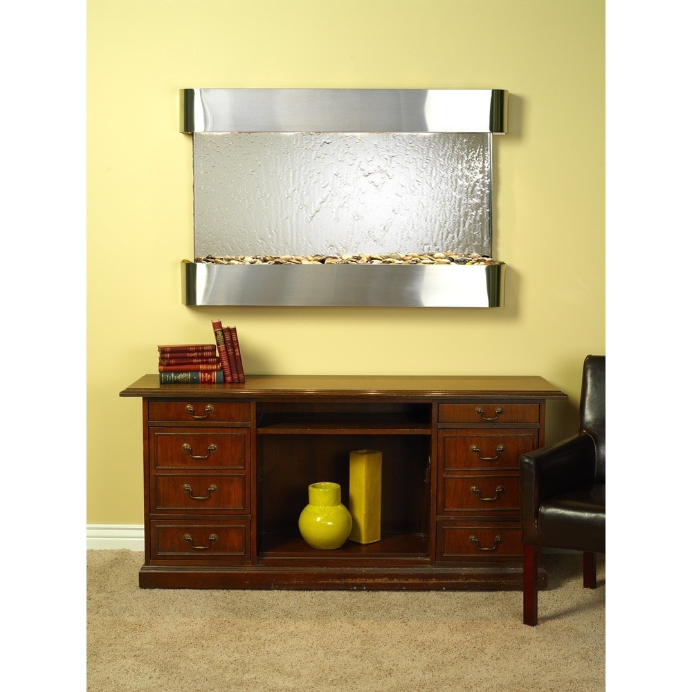 Adagio Sunrise Springs Wall Fountain Silver Mirror Stainless Wall Fountain Silver Mirror