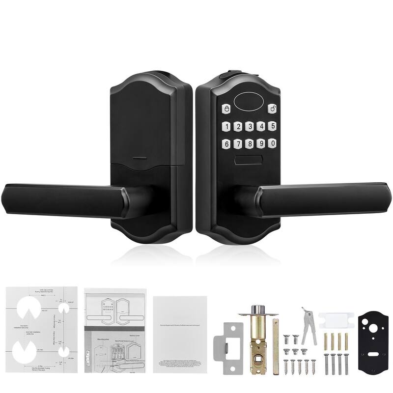 UIMOSO Keyless Entry Door Lock, Electronic Keypad Entry Lever, Password and Key Unlock Combination Door Lock - 5.63 x 2.76 in - 5.63 x 2.76 in