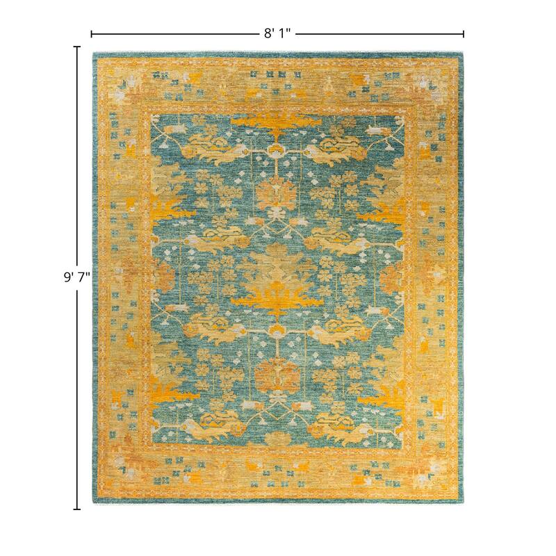 Arts & Crafts One-of-a-Kind Hand-Knotted Area Rug - Blue, 8' 1" x 9' 7" - 8' 1" x 9' 7"