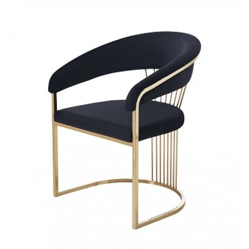 Modern Black and Gold Velvet Upholstered Dining Chair with Steel Legs - 24.80” x 23.60” x 32.20”