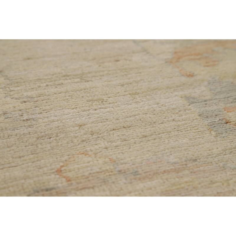 Oushak Turkish Area Rug Vegetable Dye Hand-Knotted Wool Carpet - 6'11"x 9'7"