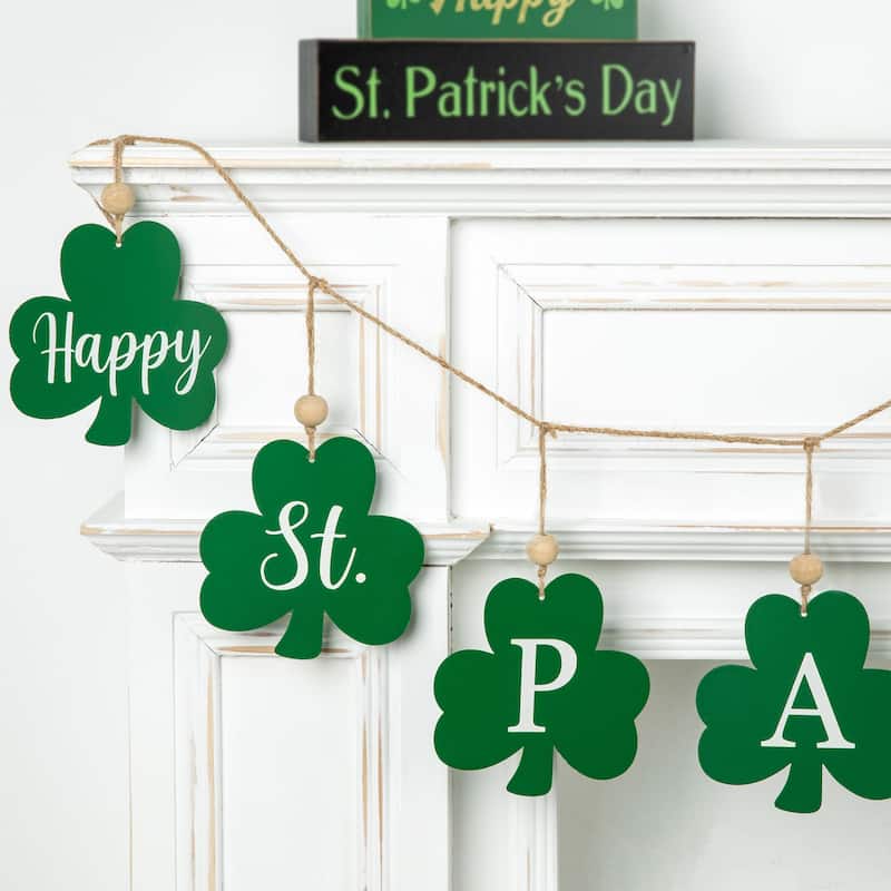 Glitzhome 72"L St. Patrick's Day Holiday Shamrocks Garland