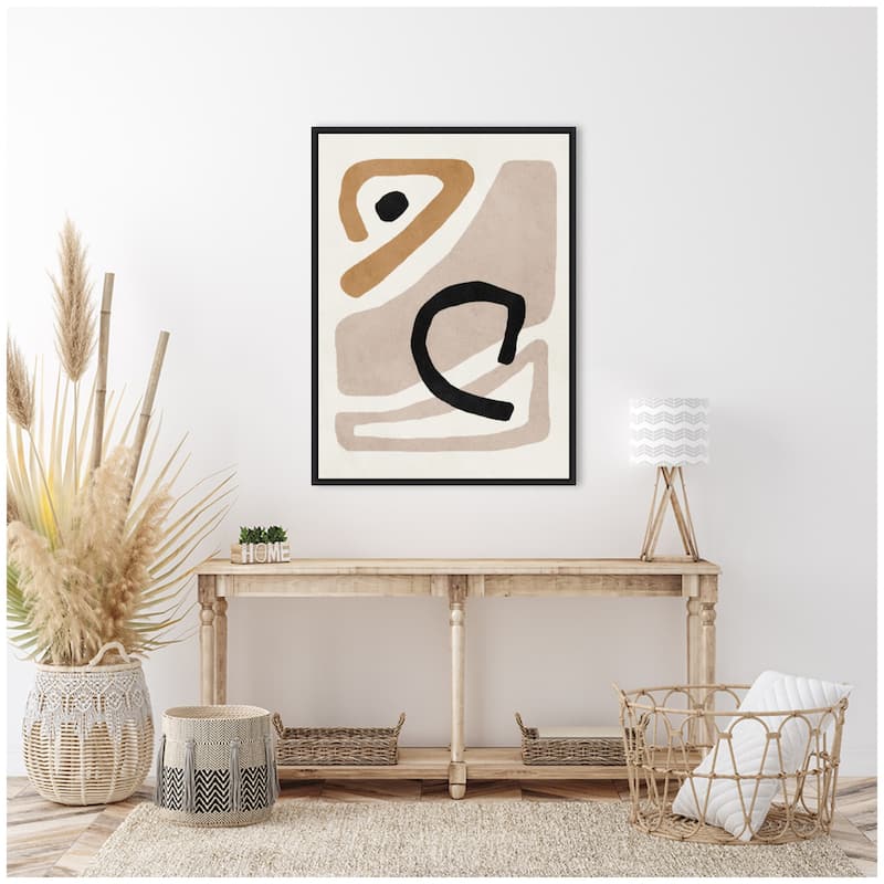 Kate and Laurel Sylvie Neutral Abstract 1 Minimal Modern Art Framed Canvas by July Art Prints