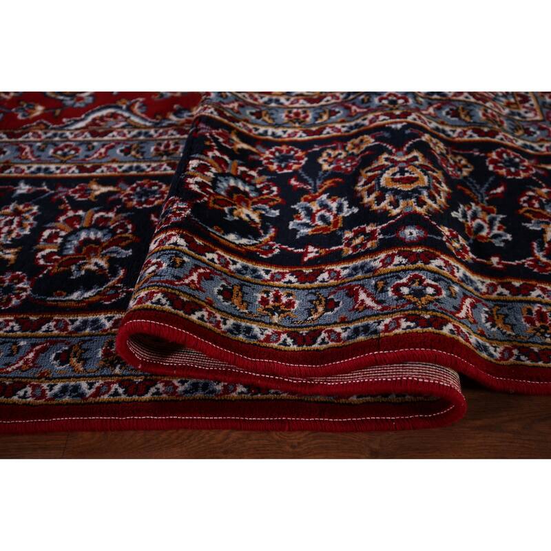 Traditional Floral Red Kashan Turkish Rug Machine-Made Oriental Carpet - 9'7" x 13'2"