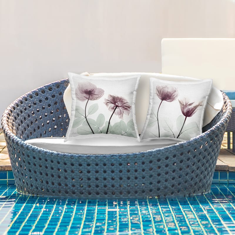 Stupell Delicate Mauve Flowers Printed Outdoor Throw Pillow Design by Albert Koetsier (Set of 2)