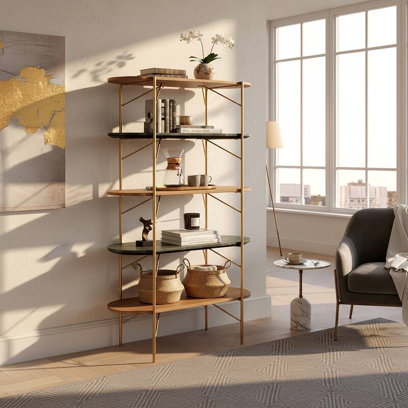 SAFAVIEH Couture Lawson Marble Bookcase - 34"W x 16"D x 59"H