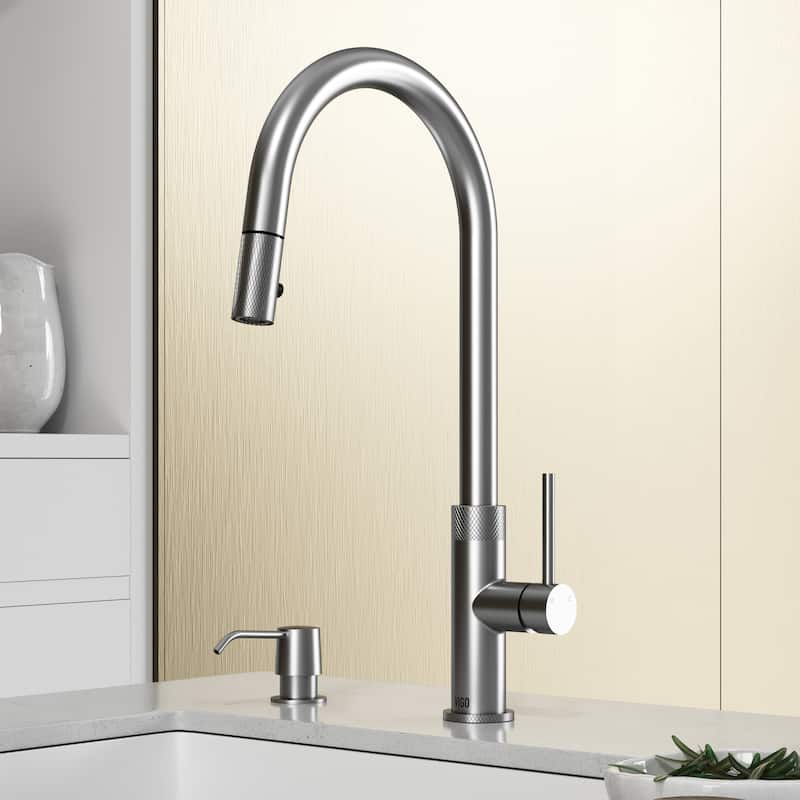 VIGO Bristol 19" H Single Handle Pull-Down Sprayer Kitchen Faucet