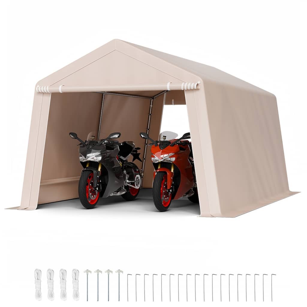 10x15 ft Heavy-Duty Outdoor Storage Shed PE Double-Coated Canopy Tent with Galvanized Steel Frame