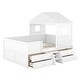 preview thumbnail 25 of 24, Modern House-Shaped Full Size Wood Low Loft Bed with Staircase,Four Storage Drawers Under-Bed,Full-Length Guardrail and Roof