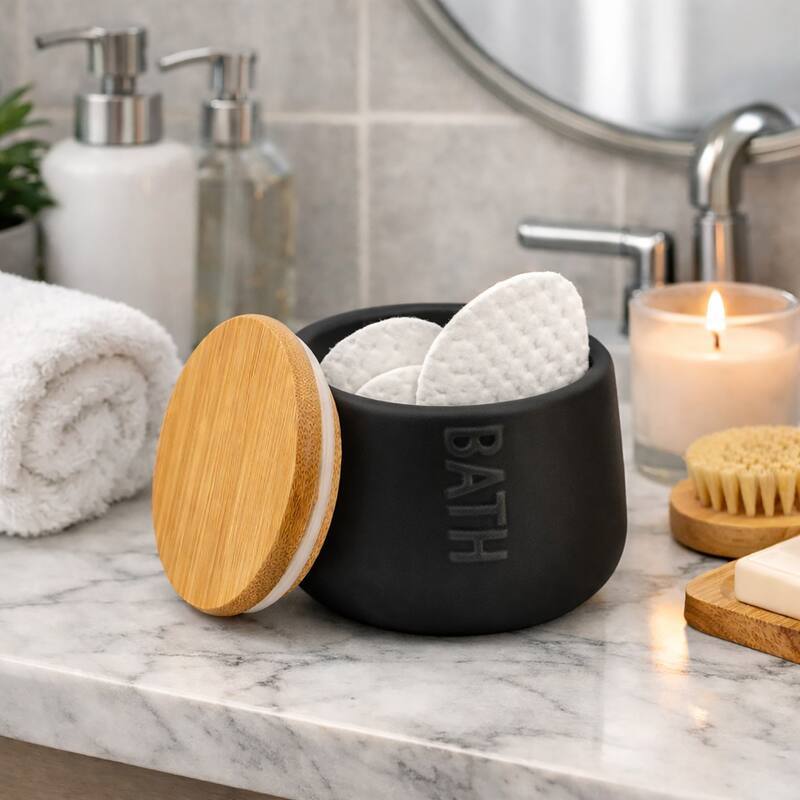 Bath D Dolomite Bath Accessories - Cotton Box Only - Black