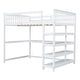 preview thumbnail 20 of 82, Space-Saving Loft Bed with Storage Shelves and Desk, Solid Wood Loft Bed Frame with Ladder and Guardrail for Kids Teens Adults