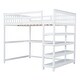 preview thumbnail 36 of 43, Traditional & Simple Design Full Size Loft Bed with Storage Shelves and Workstation,Support Slats and Stable Guardrails