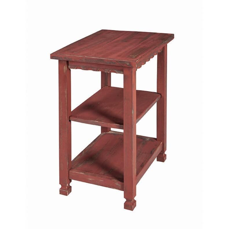 Alaterre Country Cottage Distressed Wood 2-Shelf End Table, Antique Finish - Red