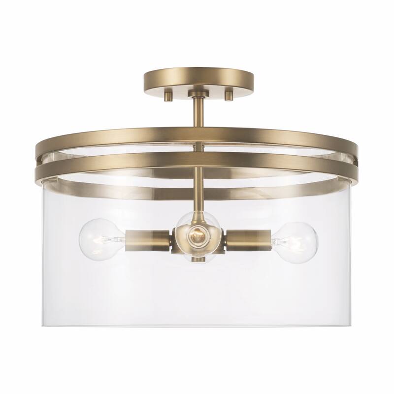 Fuller 4-light Convertible Semi-Flush/ Pendant - Aged Brass