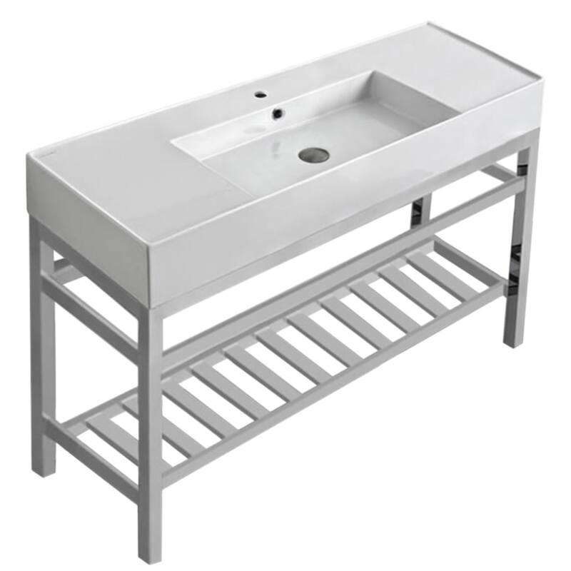 Nameeks Scarabeo 5125-CON2-One Hole Teorema 2 47-5/8" Rectangular - White