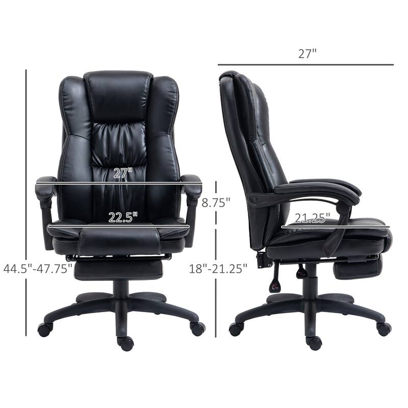 High Back Massage Office Chair with 6-Point Vibration, 5 Modes, Executive Chair, PU Leather Swivel Chair with Reclining Back