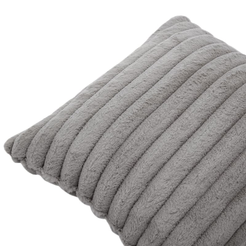 Modern Stripe Faux Fur Square Throw Pillows (Set of 2)