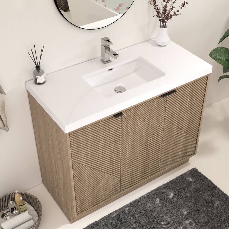 Milano 42" Freestanding (R) Bathroom Vanity with White Acrylic Sink