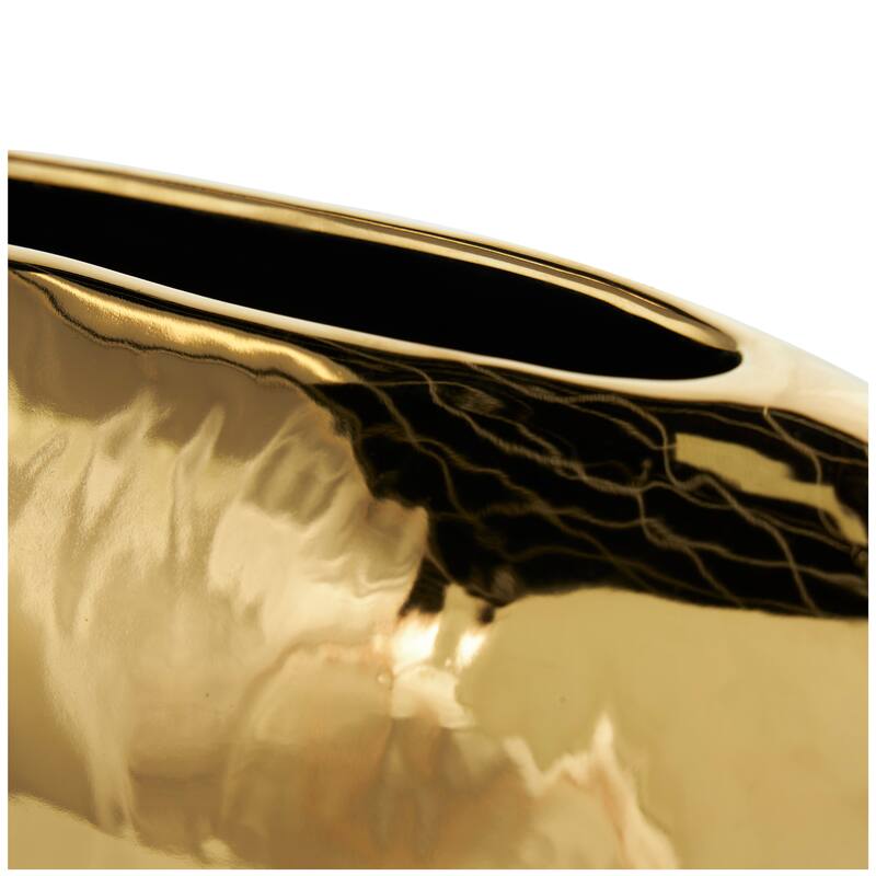 CosmoLiving by Cosmopolitan Black or White Ceramic Vase with Abstract Gold Melting Drips