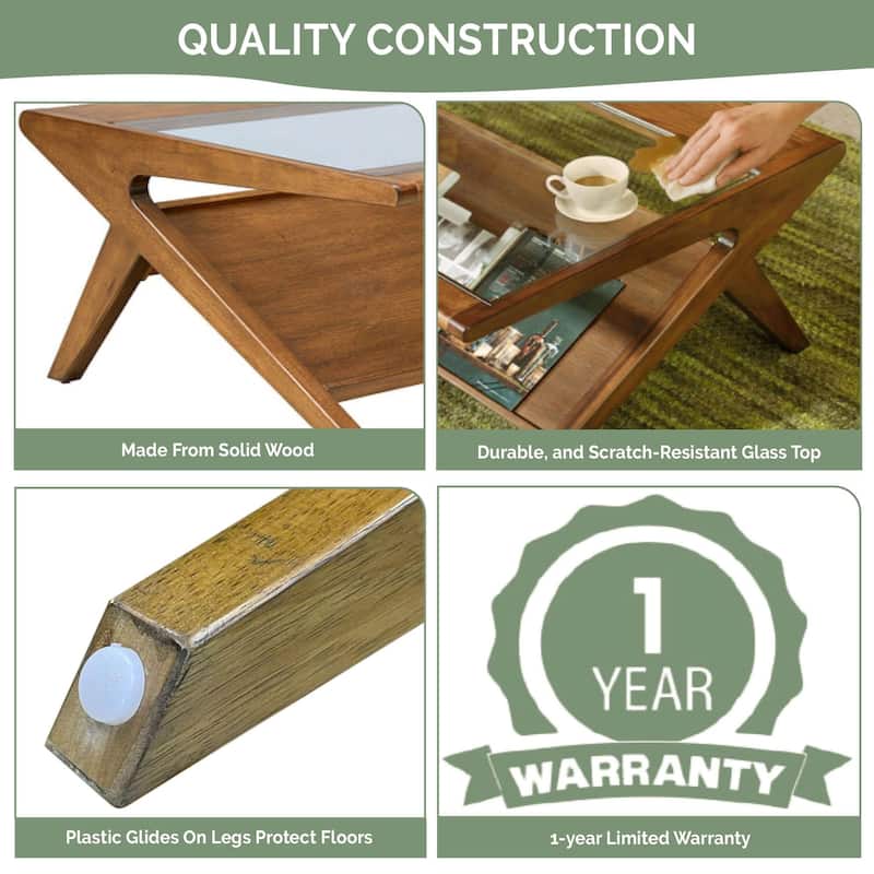 INK IVY Rocket Wood & Tempered Glass Coffee Table