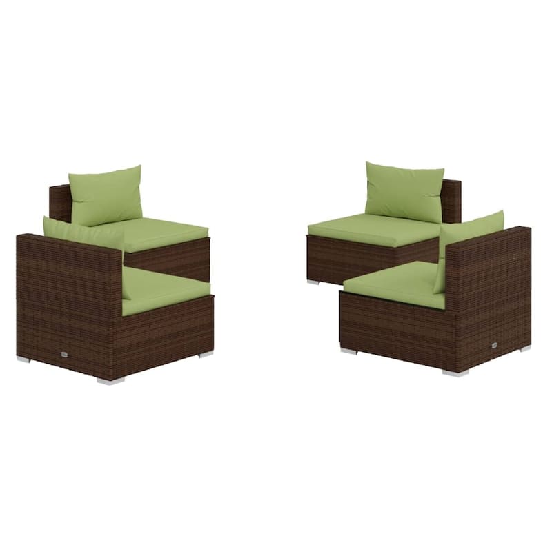 vidaXL Patio Lounge Set Outdoor Sectional Sofa Set Table Garden Poly Rattan - 27.6" x 27.6" x 24"