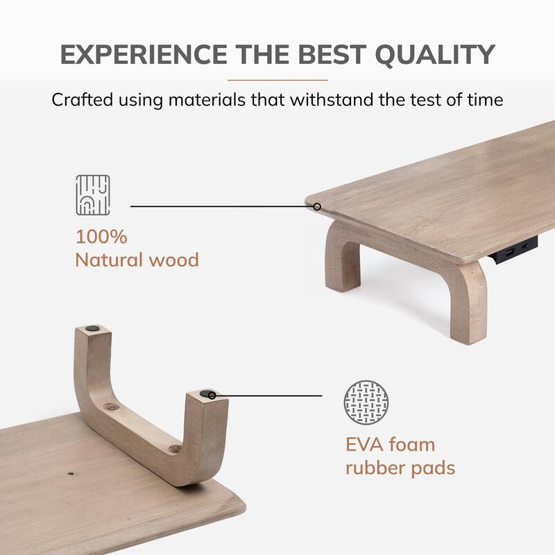 Jani Wood Monitor Stand Riser Desk - Ergonomic Design Stand, Desktop Organizer Table for Home, Office Workspace, Gaming Desk