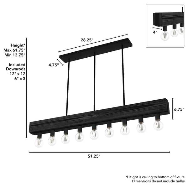 Hunter Donelson 9-Light Linear Chandelier - Rustic, Farmhouse - Dining Room, Kitchen Island