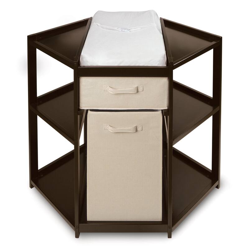 Diaper Corner Baby Changing Table with Hamper and Basket