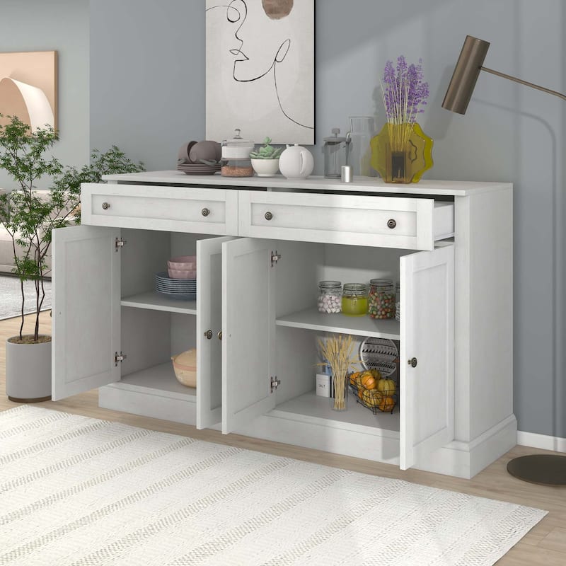 Kitchen Sideboard with 2 Drawers and Adjustable Shelves for Dining Room