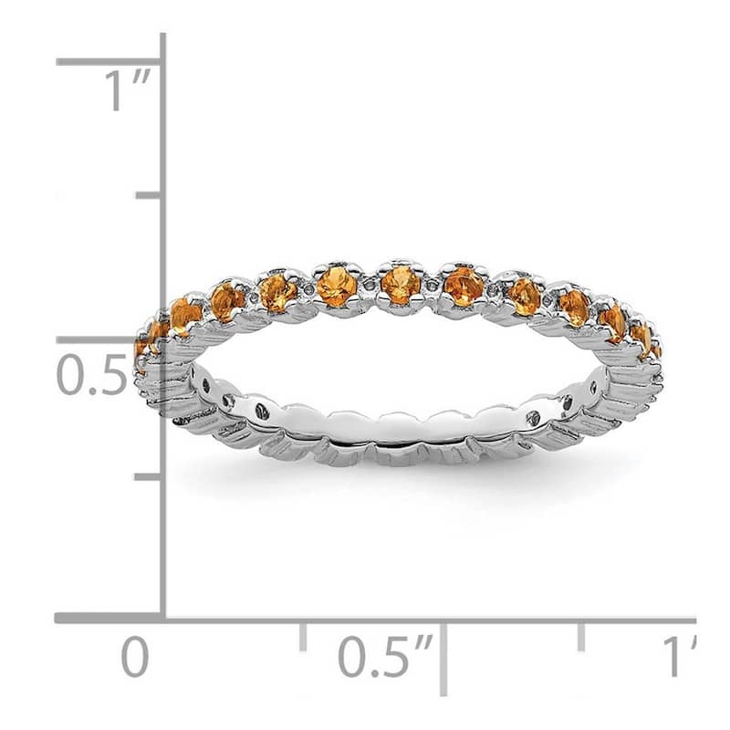 Curata 925 Sterling Silver Polished Prong set Patterned Stackable Expressions Citrine Ring