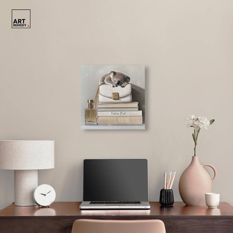 Koala on Fashion Books Canvas by Art Remedy, Gallery Wrapped