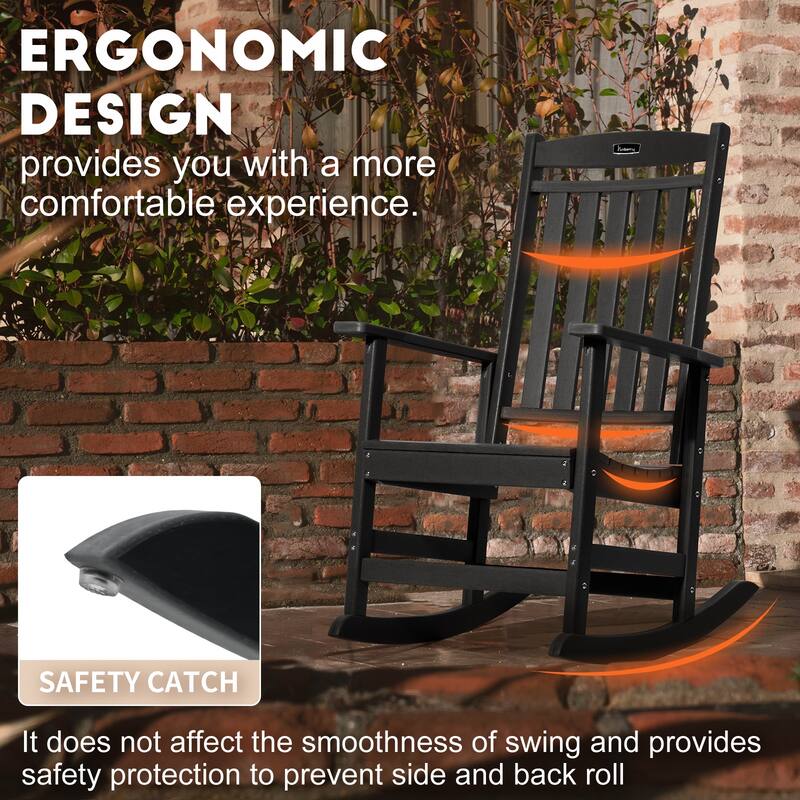 Vrakae All Weather Outdoor High Back Rocking Chair