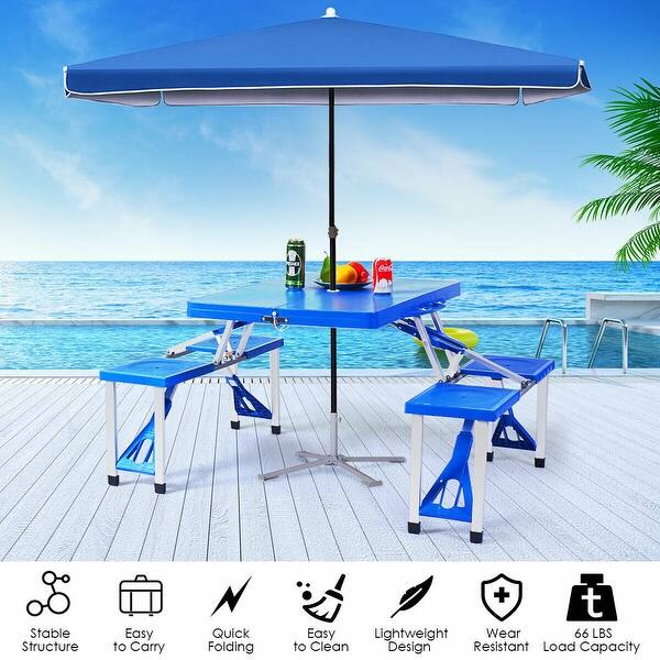 Shop Costway Outdoor Camping Foldable Picnic Table W Bench 4 Seat