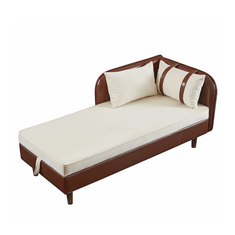 65" Storage Chaise Lounge Sofa with PU and Velvet Upholstery, Modern Sleeper Sofa with Hidden Storage